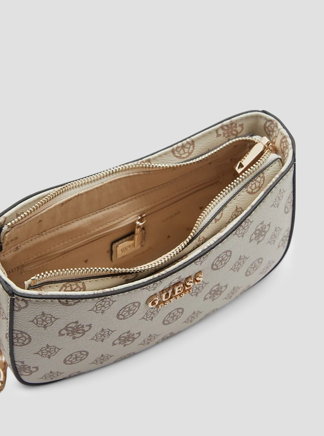 GUESS Women's White Evelune Top Zip Shoulder Bag PG935318 Internal View