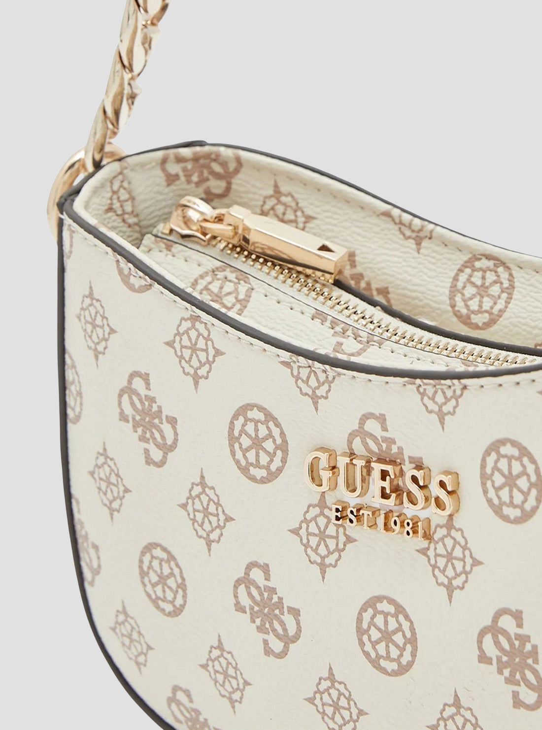 GUESS Women's White Evelune Top Zip Shoulder Bag PG935318 Close Up View