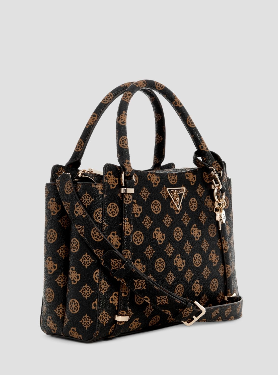 GUESS Womens Brown Logo Daryna Compartment Satchel Bag PG949306 Side View
