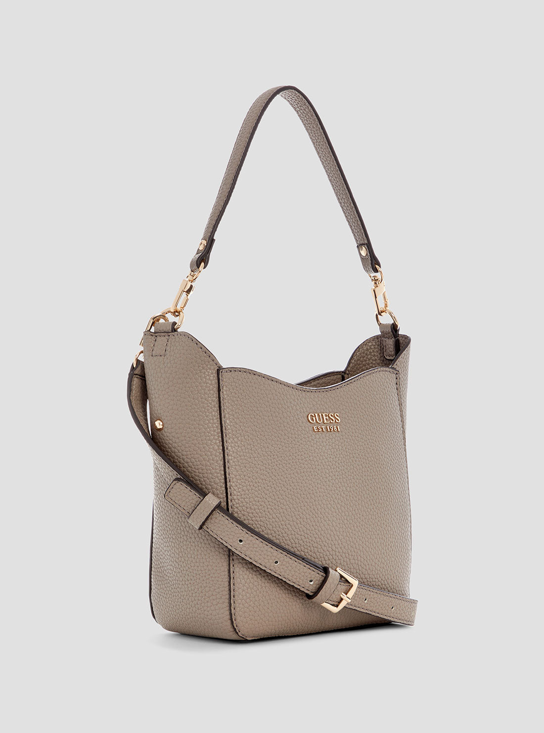 GUESS Womens Taupe Brenton Girlfriend Bucket Bag PG964803 Side View