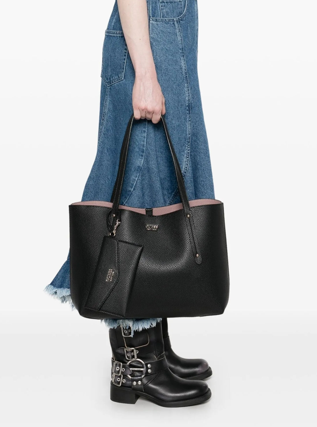 GUESS Womens Black Brenton Tote Bag PG964823 Model View