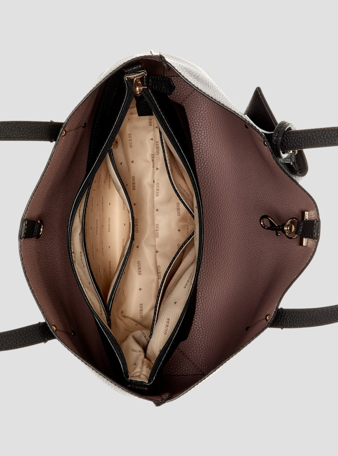 GUESS Womens Black Brenton Tote Bag PG964823 Inside View