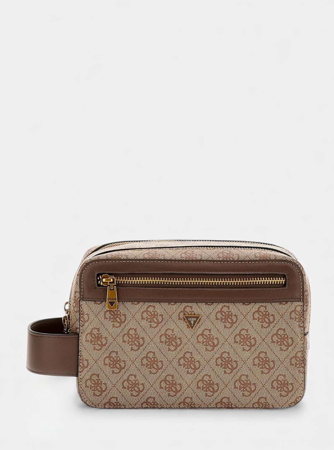 GUESS Accessories Brown Logo Losanna Double-Zip Beauty Case PMLOLOP5239 Front View