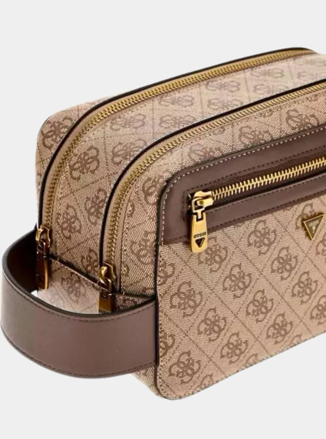 GUESS Accessories Brown Logo Losanna Double-Zip Beauty Case PMLOLOP5239 Detail View