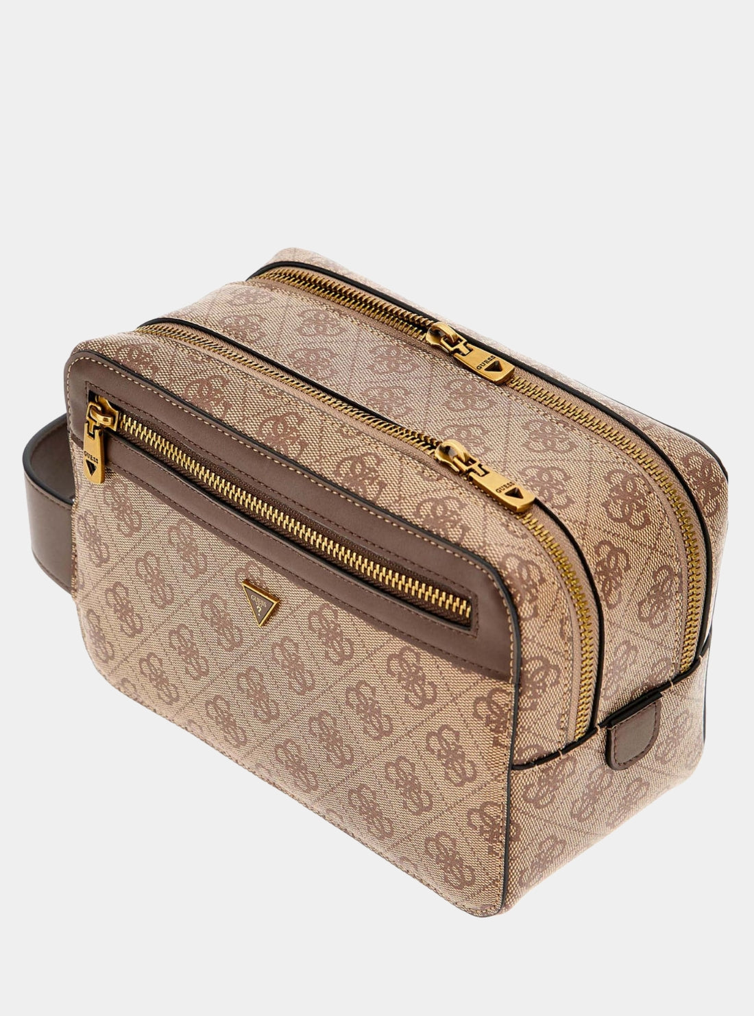 GUESS Accessories Brown Logo Losanna Double-Zip Beauty Case PMLOLOP5239 Side View