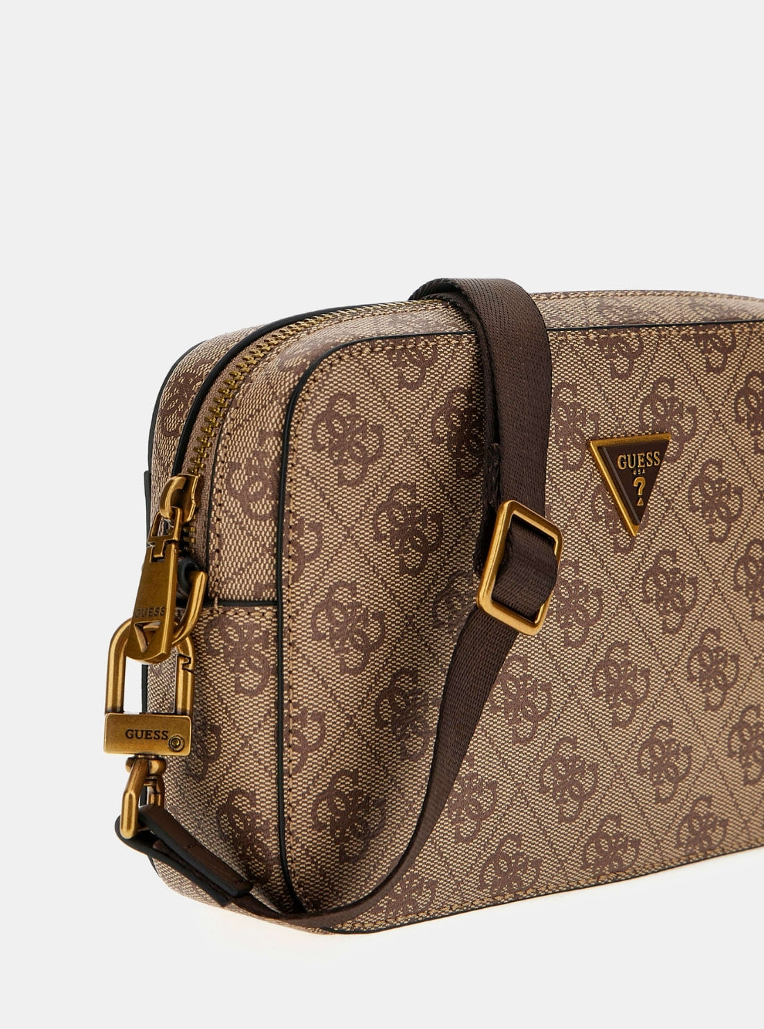 GUESS Mens Brown Logo Milano Mini Camera Bag PMMILOP5245 Side View