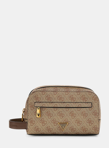 GUESS Mens Brown Logo Milano Beauty Case PMMILOP5461 Front View