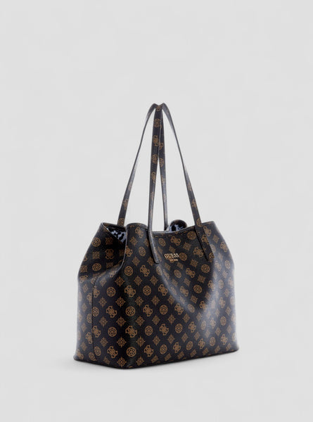 Guess Stores Shopper Vikky Logo Print Brown Logo Vikky Tote Bag GUESS