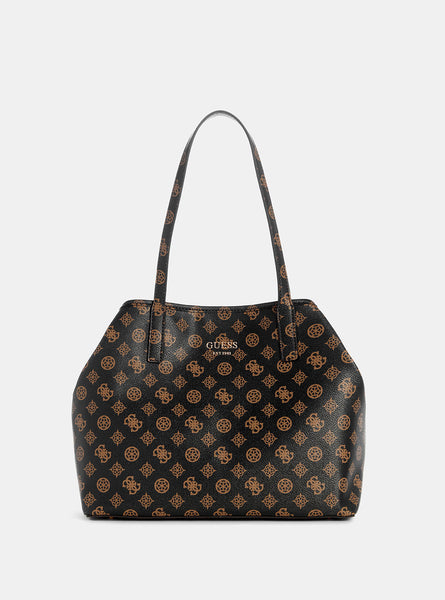 Shoulder Bags Guess Vikky Tote Brown Brown Logo Vikky In Tote Bag
