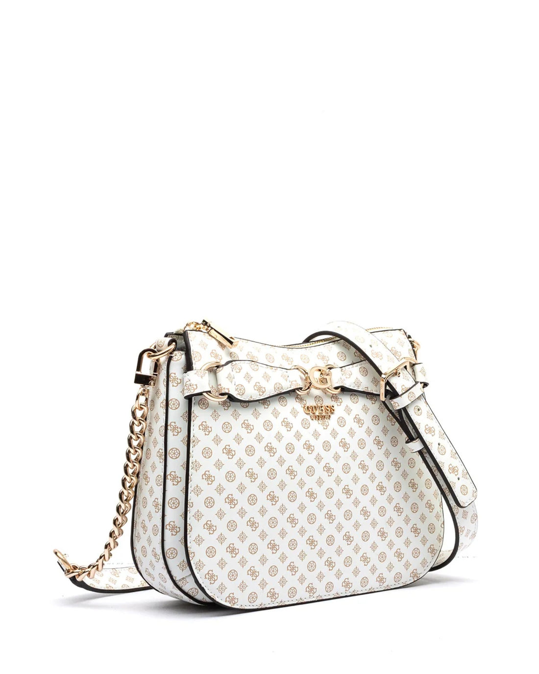 White Logo Arlena Crossbody Hobo Bag