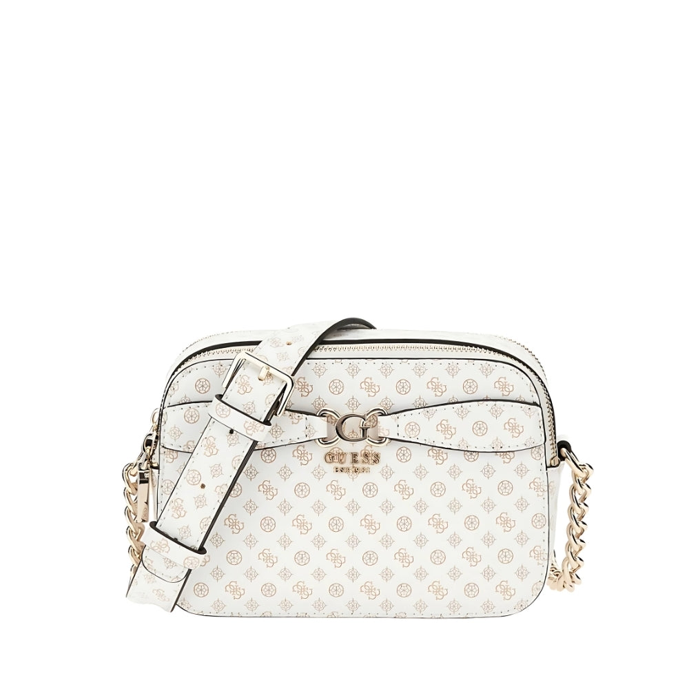 White Arlena Logo Camera Crossbody Bag