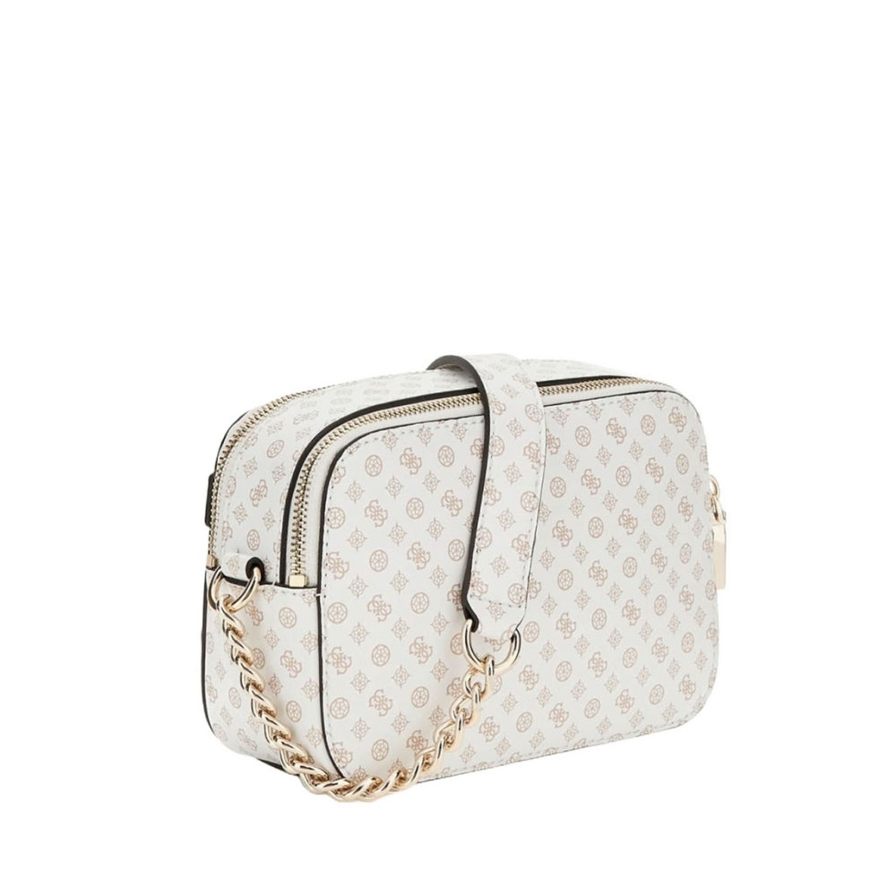 White Arlena Logo Camera Crossbody Bag