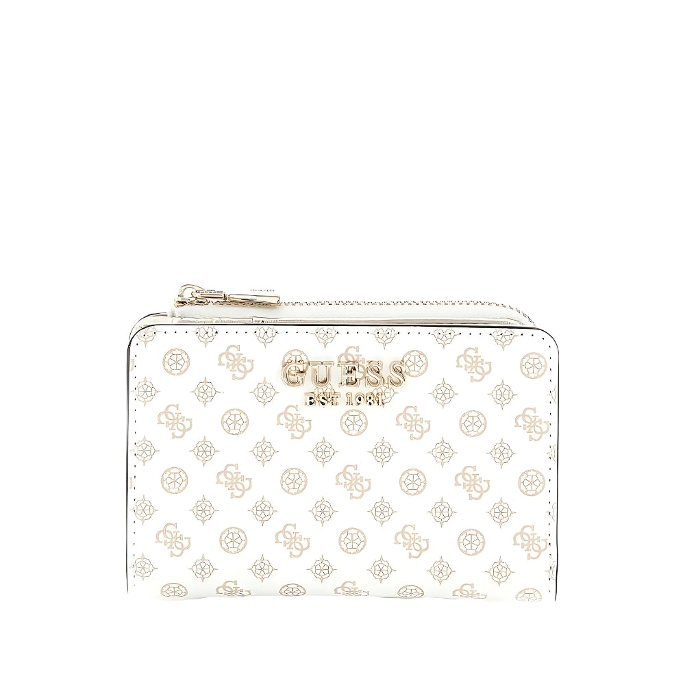 White Arlena Logo Zip Around Card Case