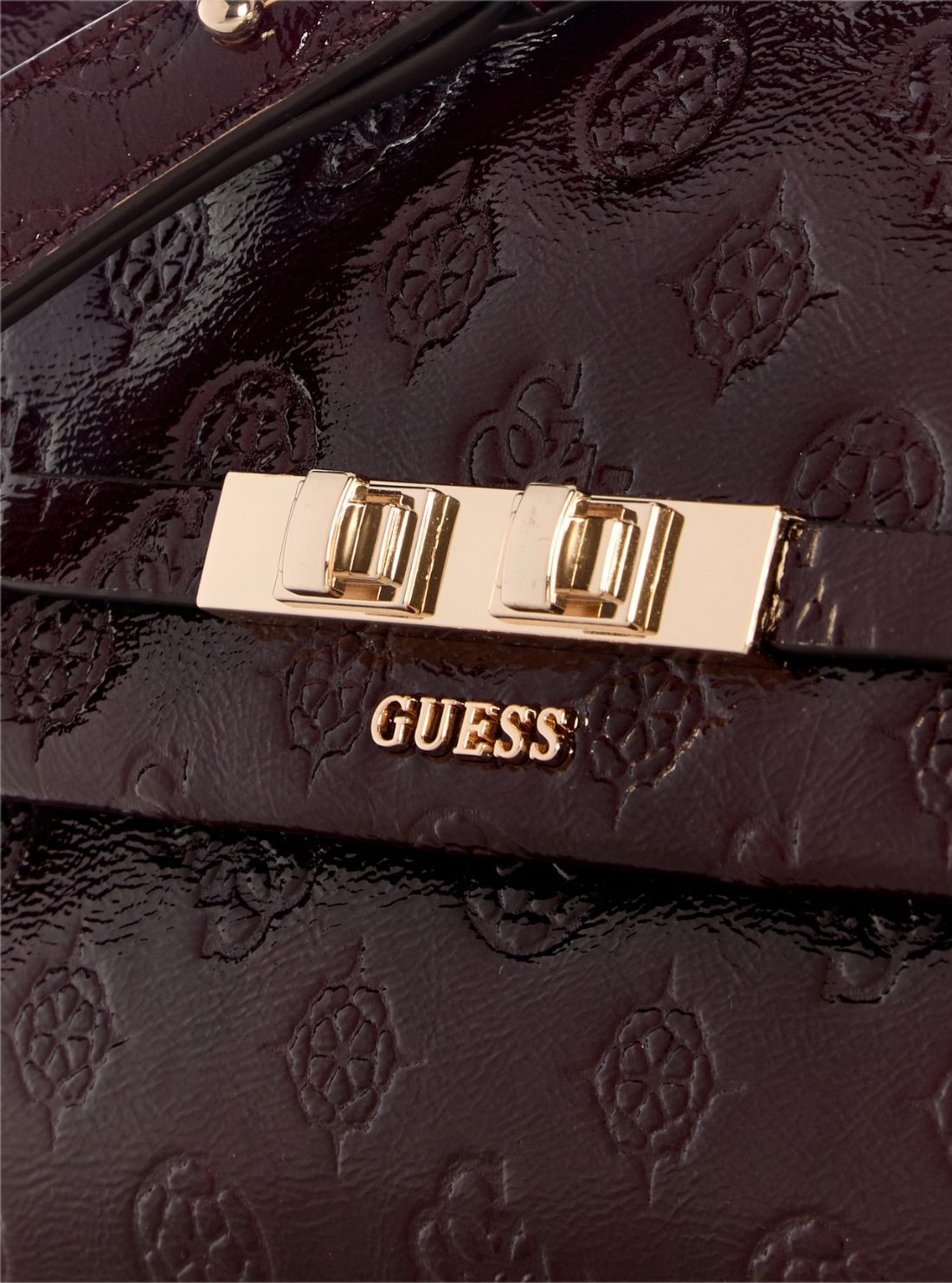 GUESS Womens Burgundy Logo Carmella Crossbody Flap Bag PT222520 Detail View