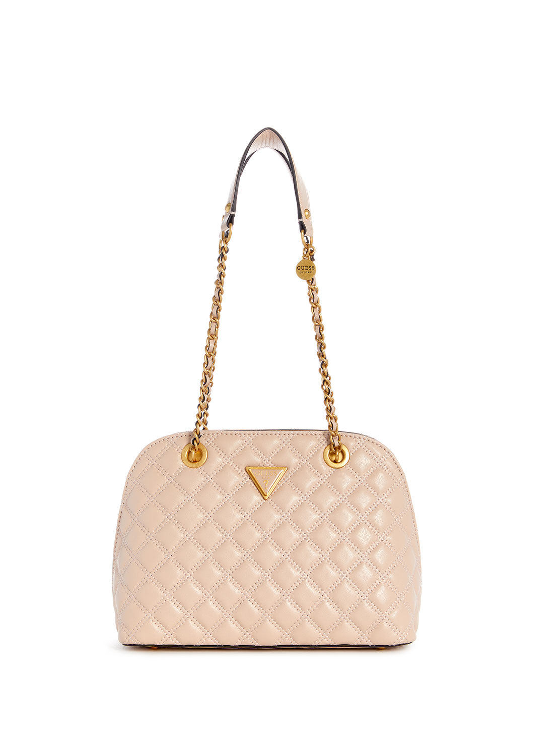 GUESS Light Beige Giully Dome Satchel Bag front view