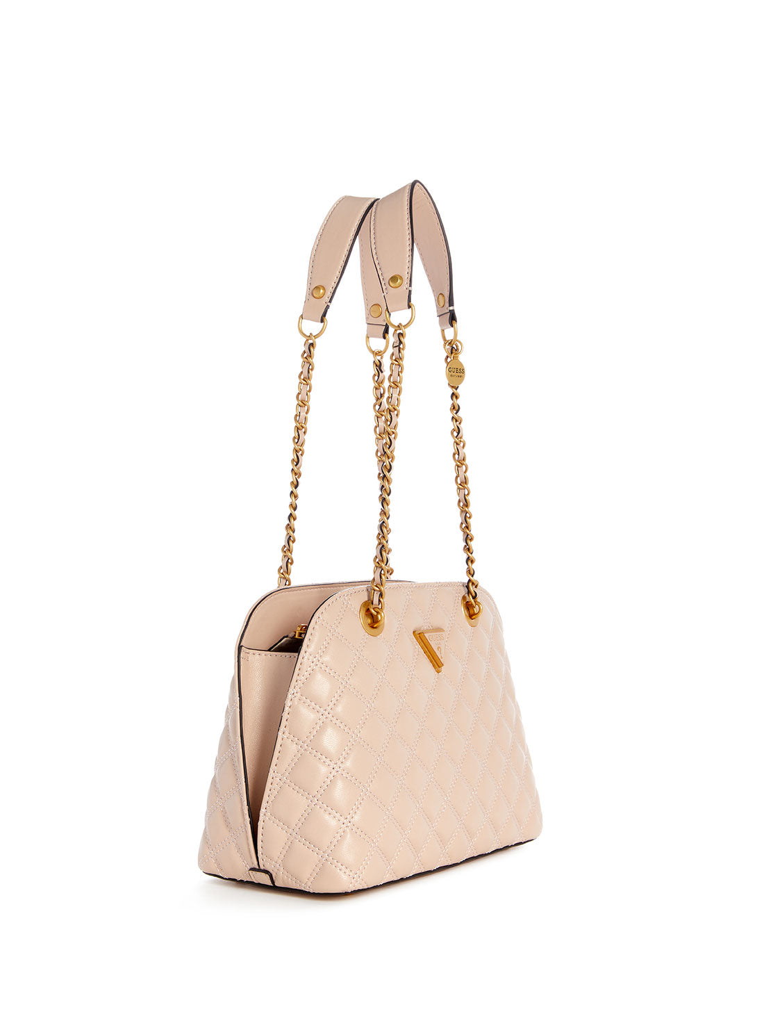 GUESS Light Beige Giully Dome Satchel Bag side view