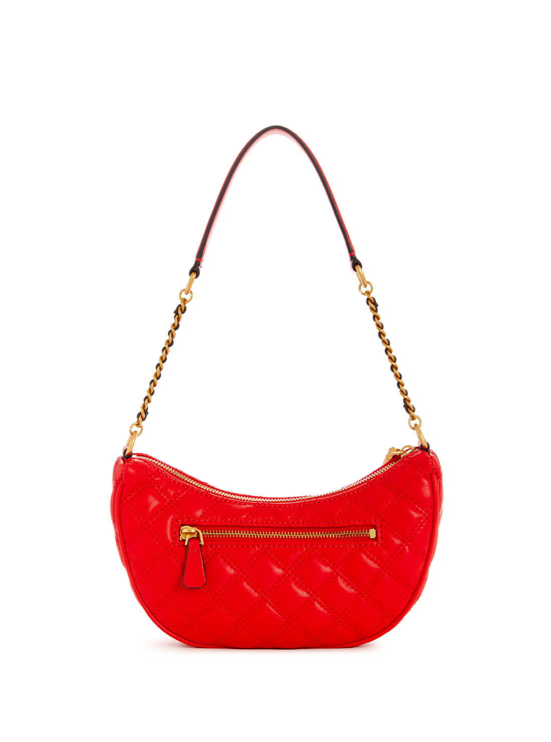 GUESS Women's Red Quilted Giully Shoulder Bag back view