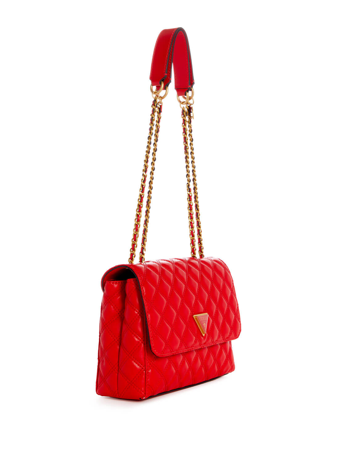 guess womens Red Quilted Giully Crossbody Bag side view