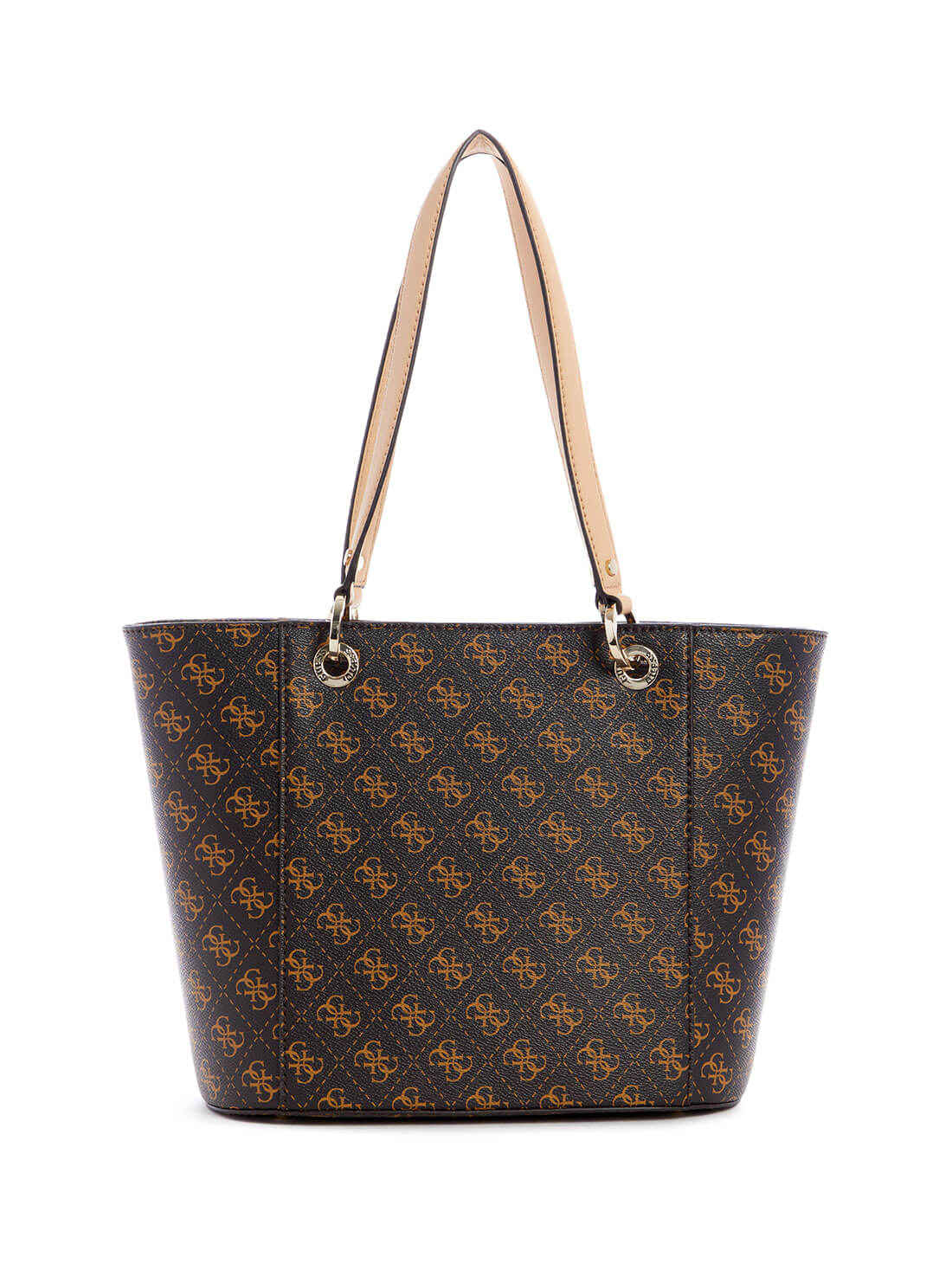 Brown Noelle Logo Small Elite Tote Bag  | GUESS Women's Handbags | back view