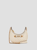 GUESS White Sela Mini Crossbody Hobo Bag front view