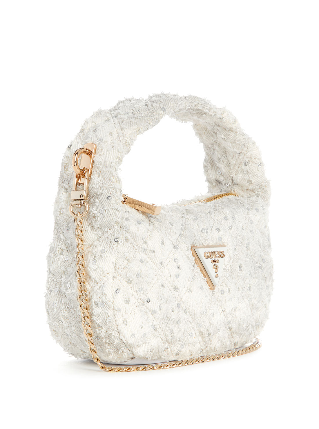 GUESS White Rianee Mini Hobo Bag side view