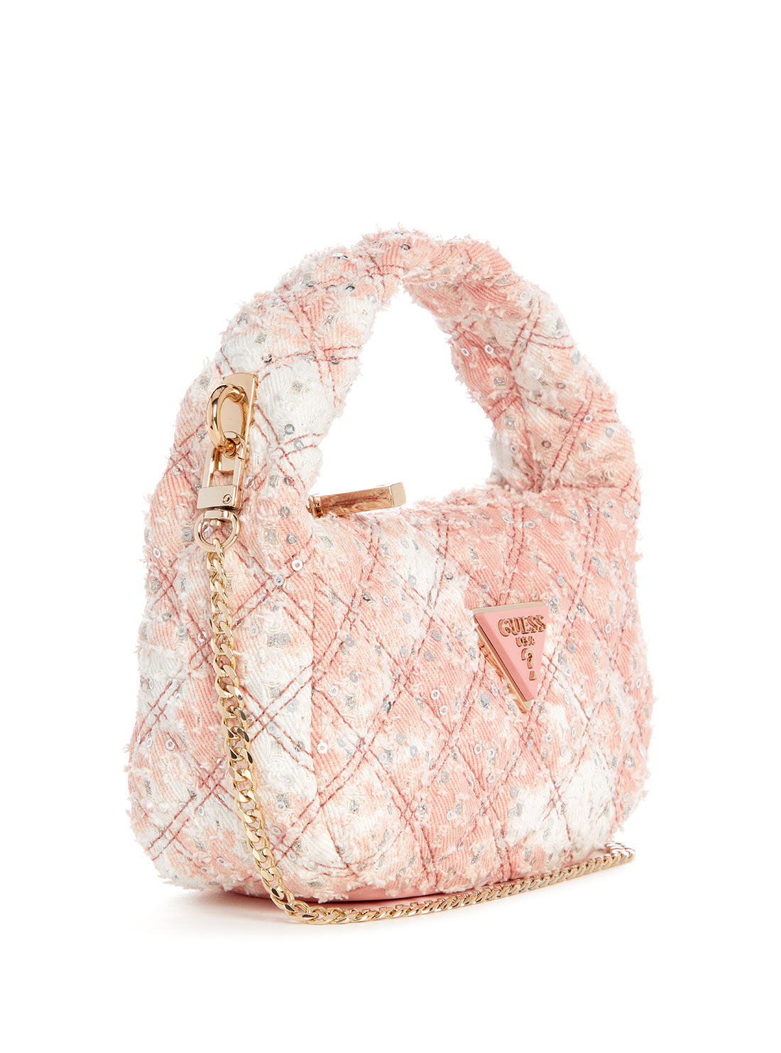 GUESS Pink Rianee Mini Hobo Bag side view