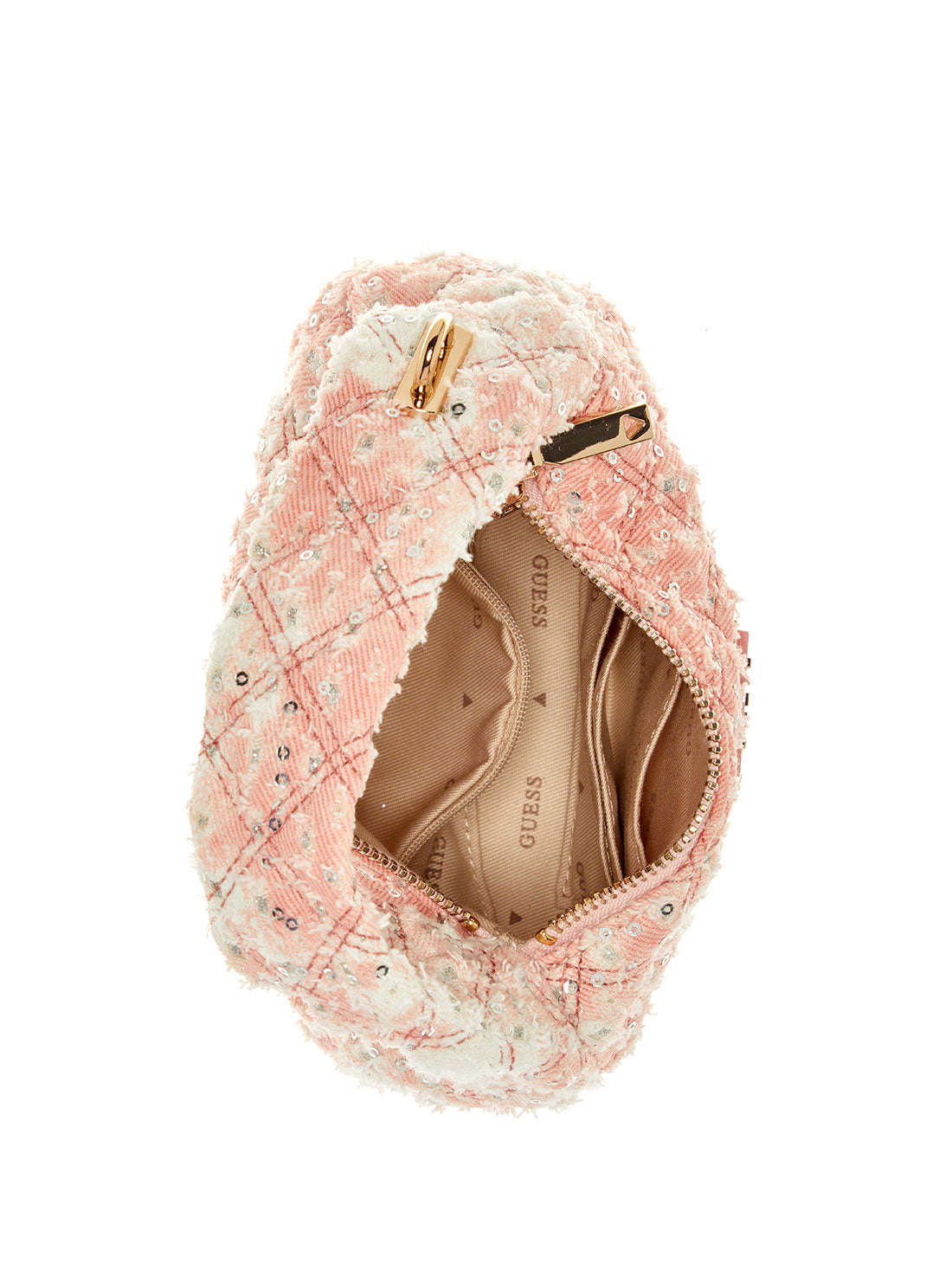 GUESS Pink Rianee Mini Hobo Bag inside view
