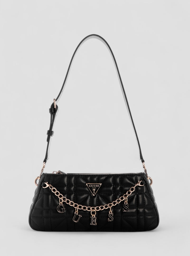 GUESS Womens Black Edita Shoulder Bag QE962518 Front View