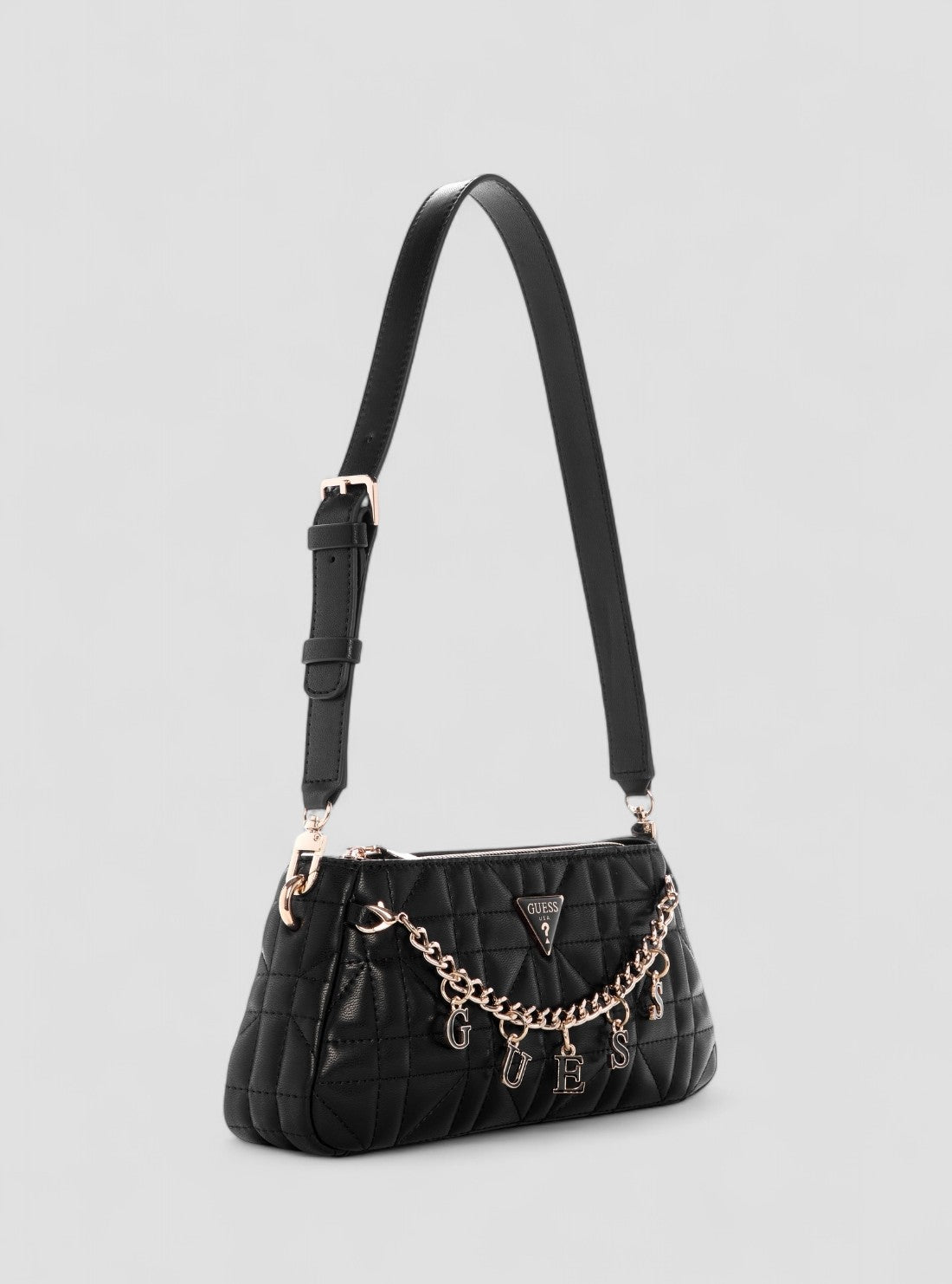 GUESS Womens Black Edita Shoulder Bag QE962518 Front Side View