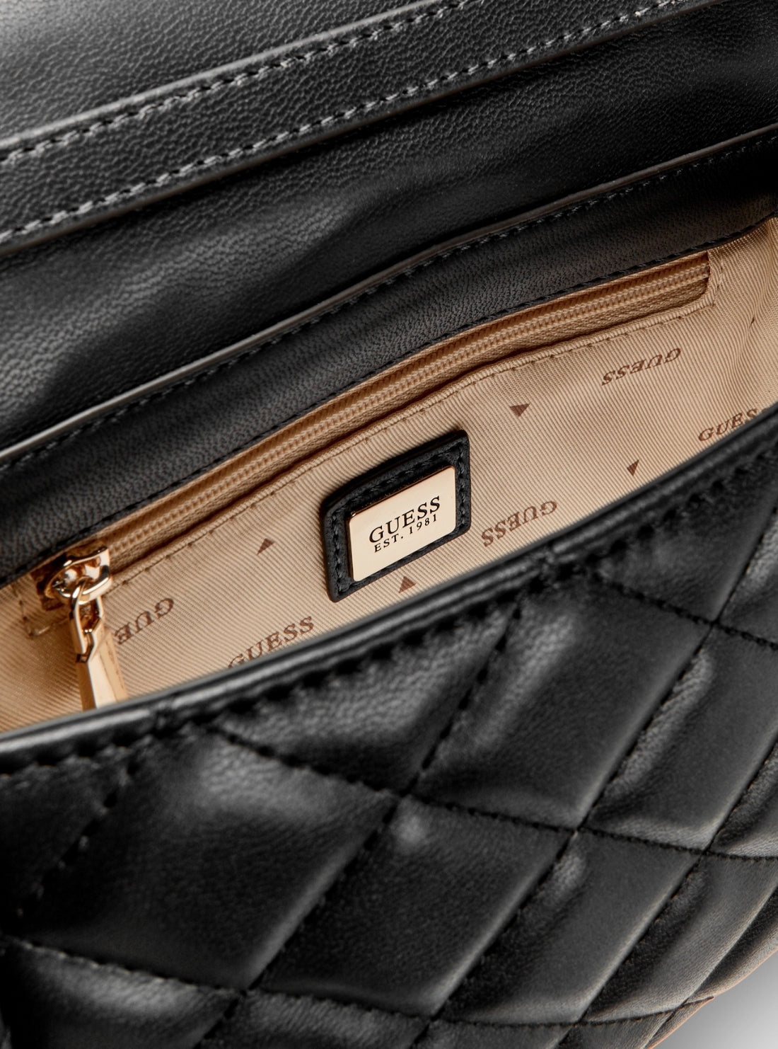 GUESS Womens Black Juliet Mini Flap Crossbody Bag QG245674 Inside view