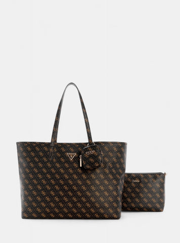 GUESS Womens Brown Logo Power Play Large Tech Tote QG712424 Front View