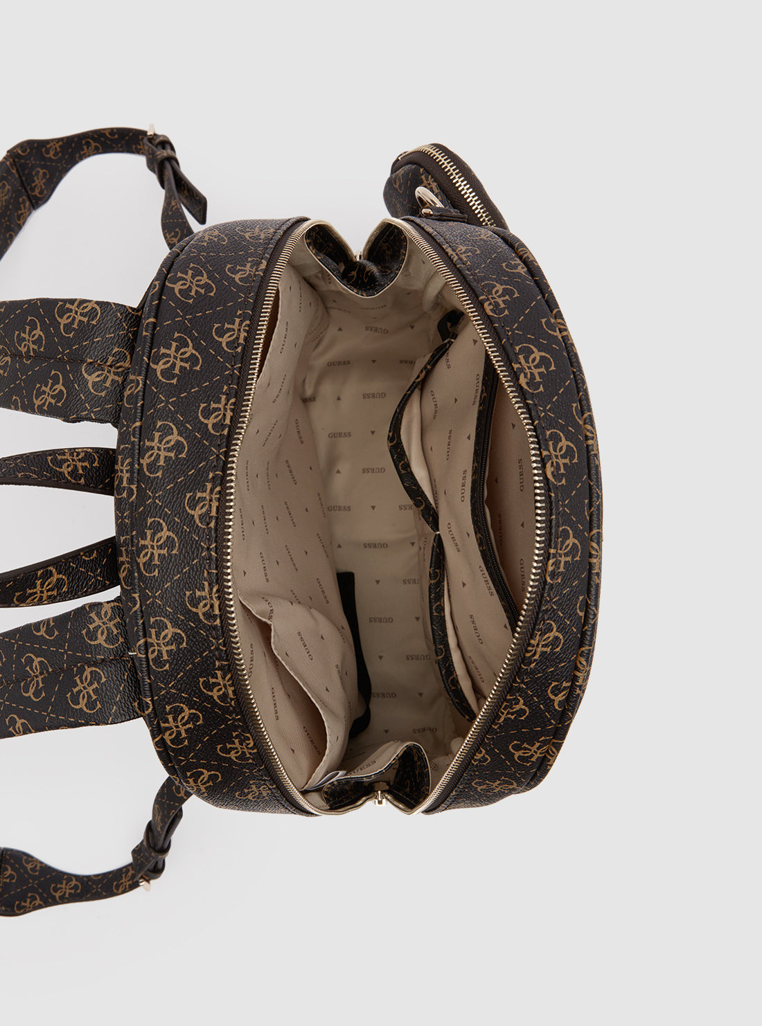 GUESS Womens Brown Logo Power Play Backpack QG712435 Inside View