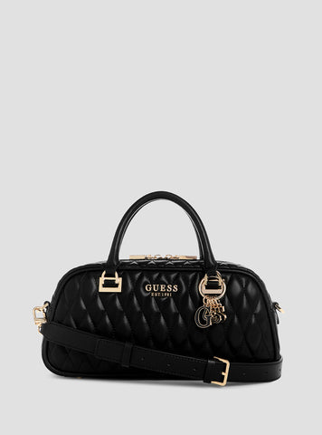 GUESS Womens Black Valla Small Satchel Bag QG812205 Front View