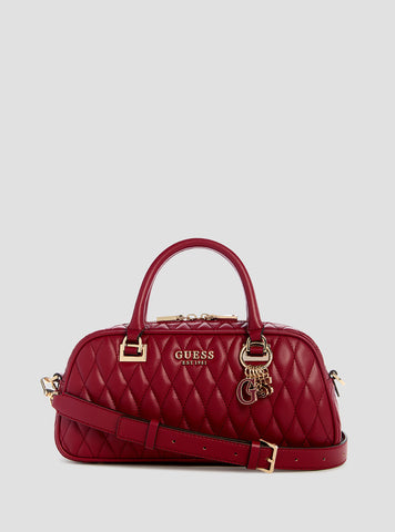 GUESS Womens Red Valla Small Satchel Bag QG812205 Front View