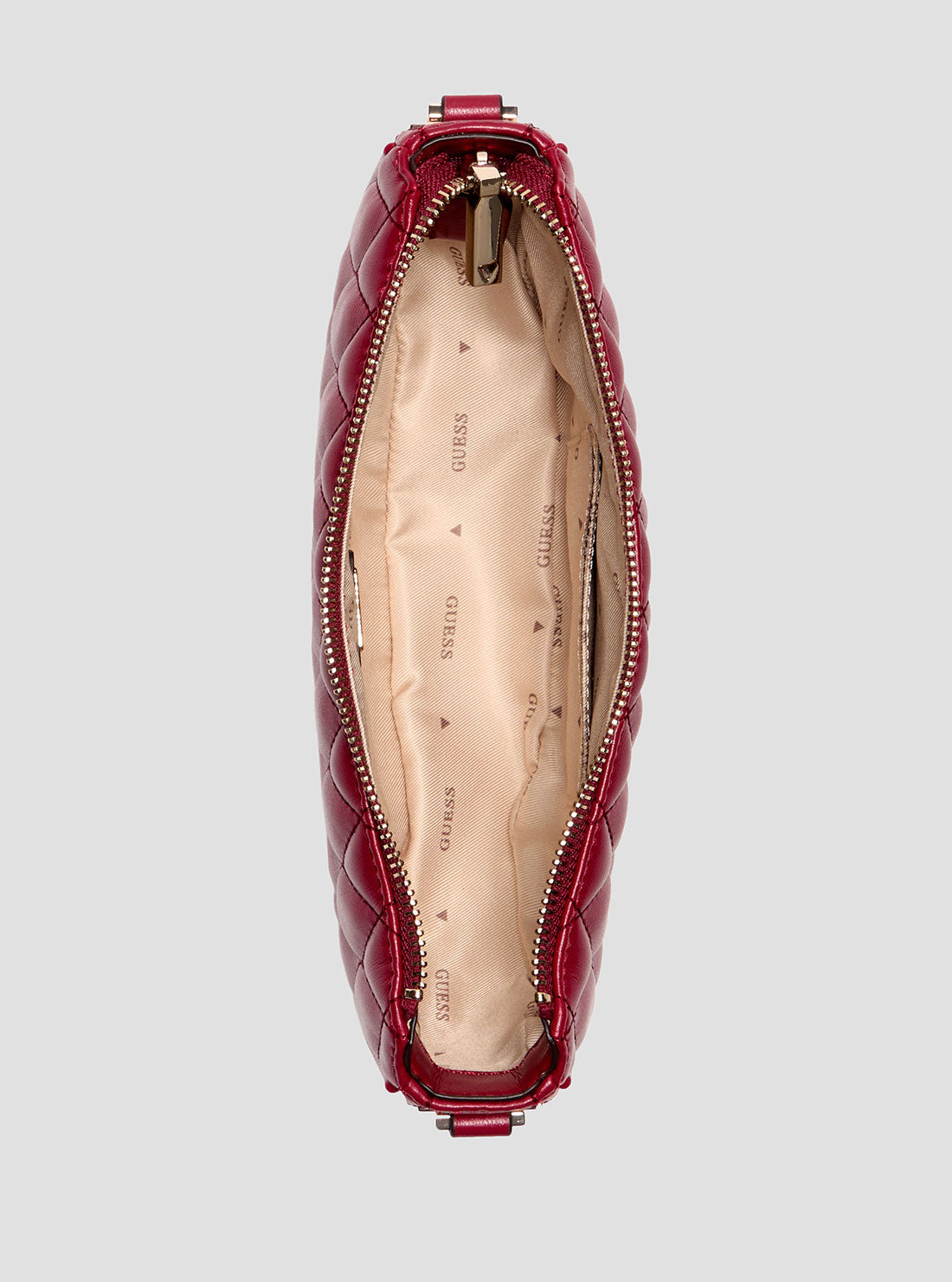 GUESS Womens Red Valla Mini Top Zip Shoulder Bag QG812272 Inside View