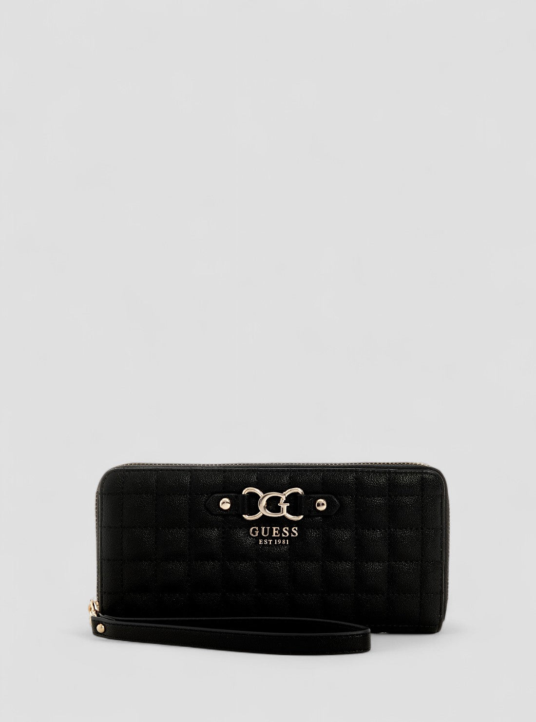 GUESS Womens Black Nadira Large Zip Around Wallet QG8424146 Front View