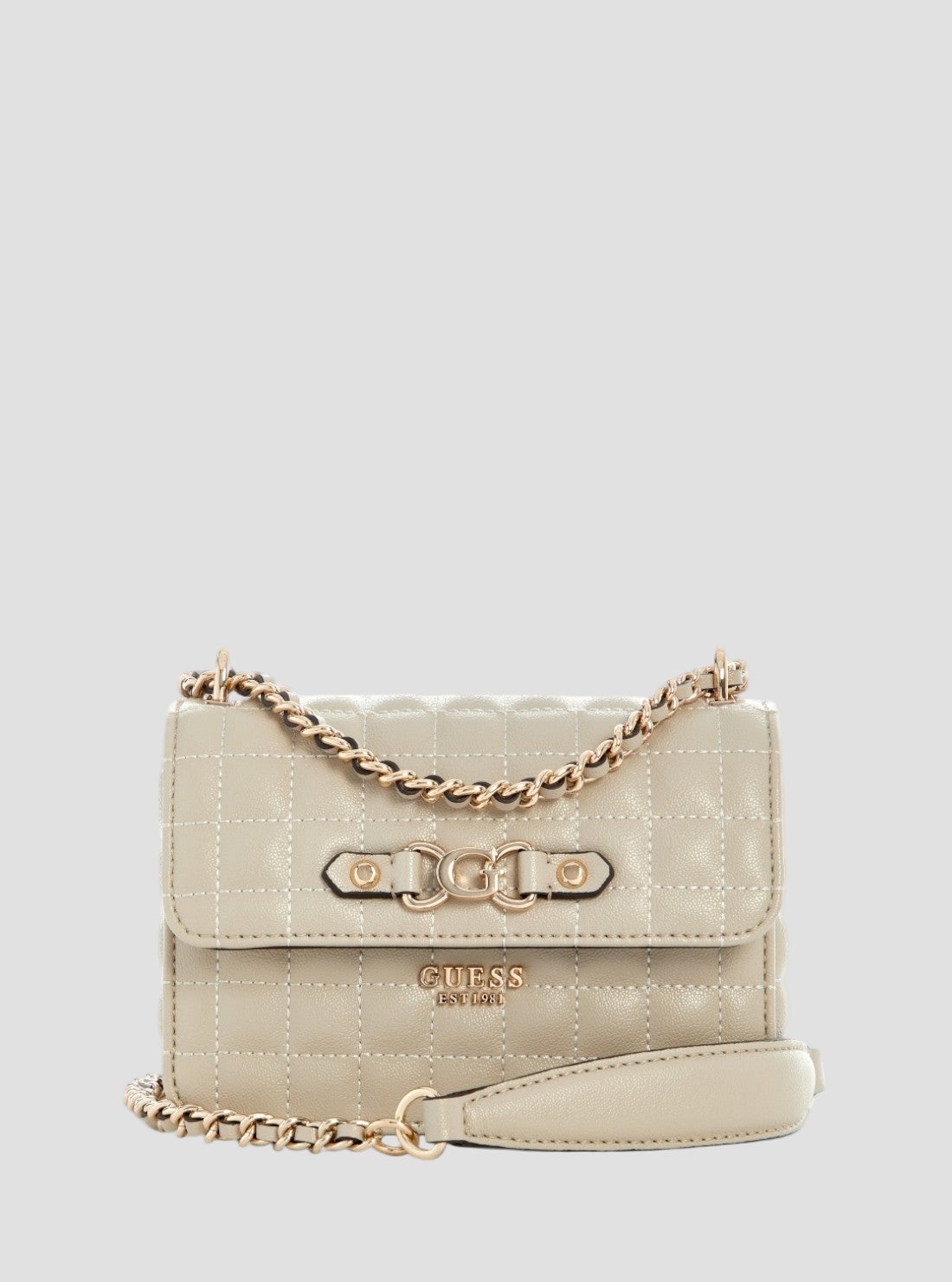 GUESS Womens Beige Nadira Mini Convertible Crossbody Flap QG842478 Front View
