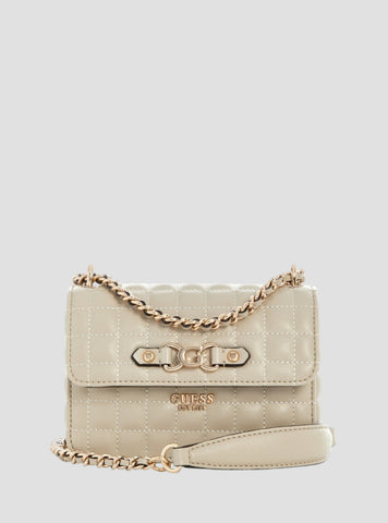 GUESS Womens Beige Nadira Mini Convertible Crossbody Flap QG842478 Front View