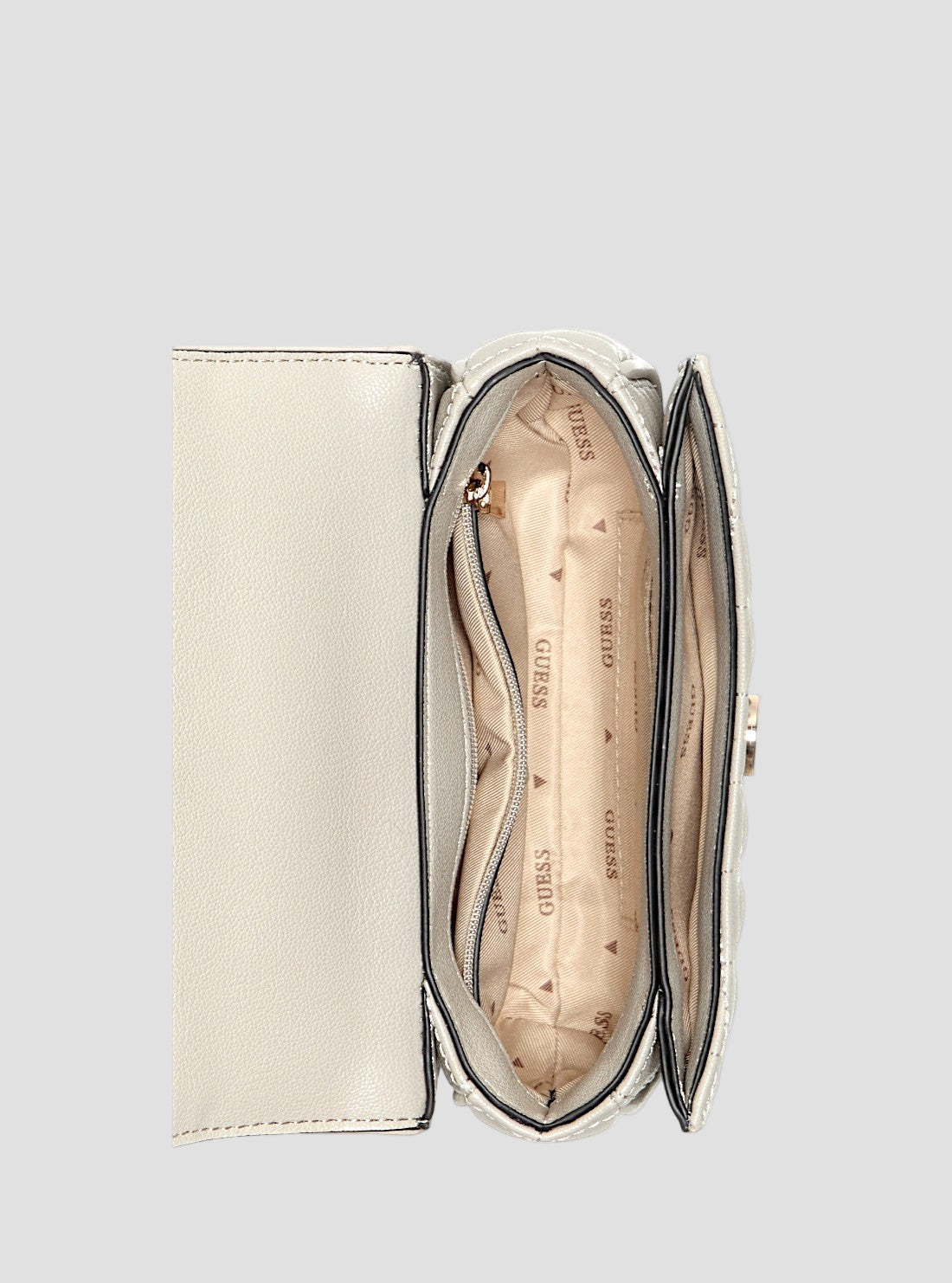 GUESS Womens Beige Nadira Mini Convertible Crossbody Flap QG842478 Inside View