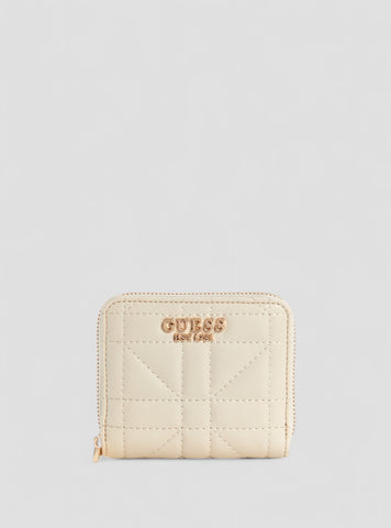 GUESS Womens Beige Assia Small Zip Around Wallet QG849937 Front View