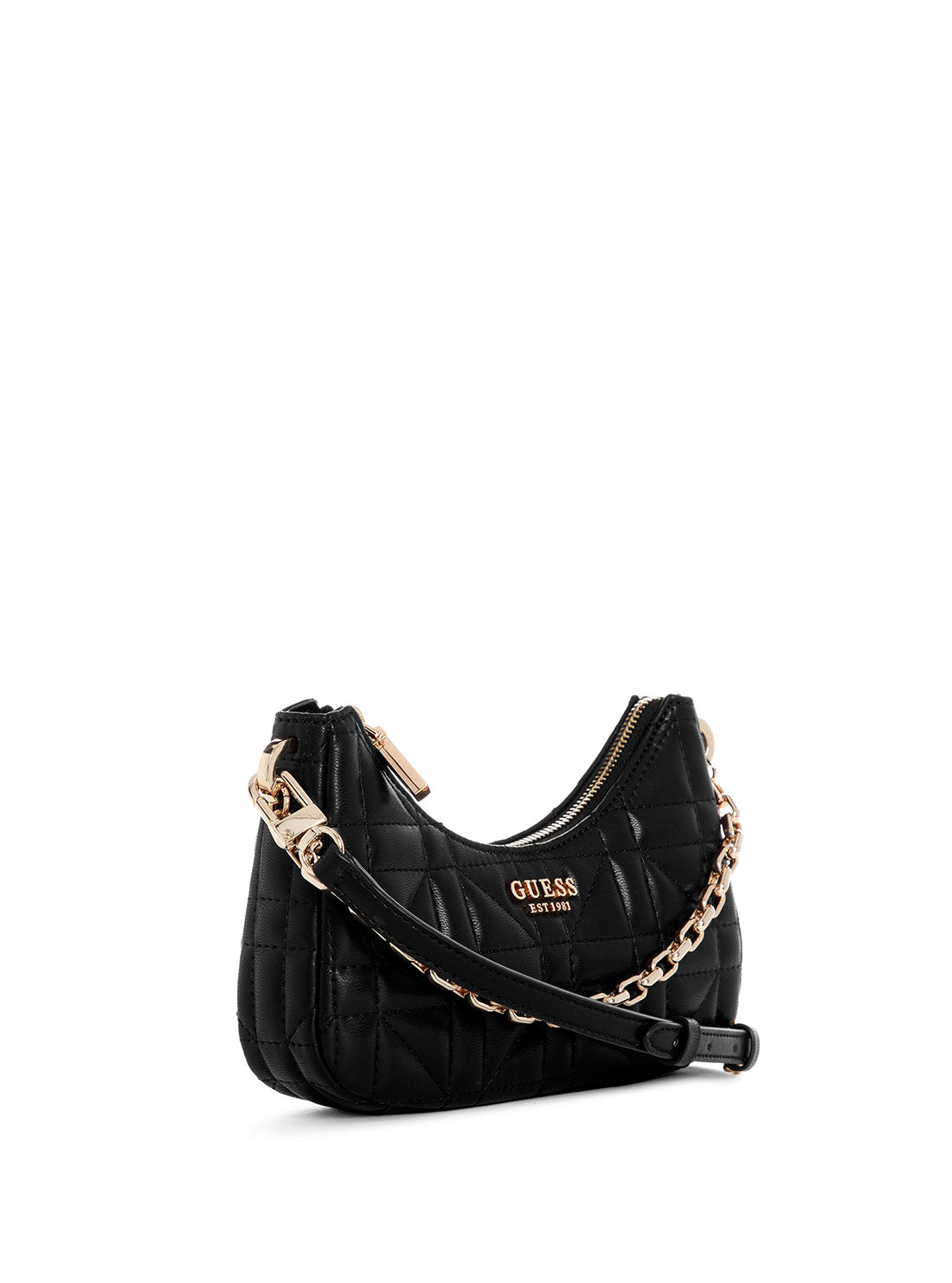 GUESS Black Assia Mini Crossbody Top Zip Bag side view