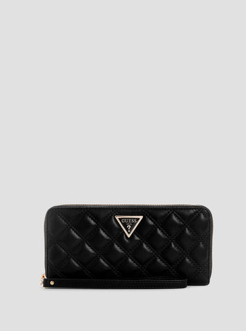 Black Giully Large Zip Around Wallet