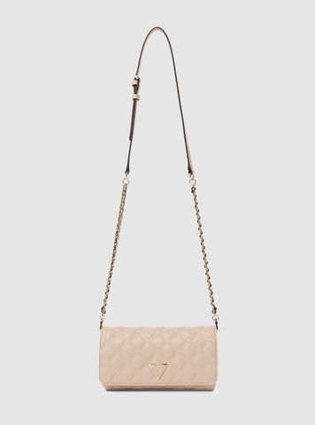 GUESS Womes Beige Giully Crossbody Organiser Bag QG874875 Front View