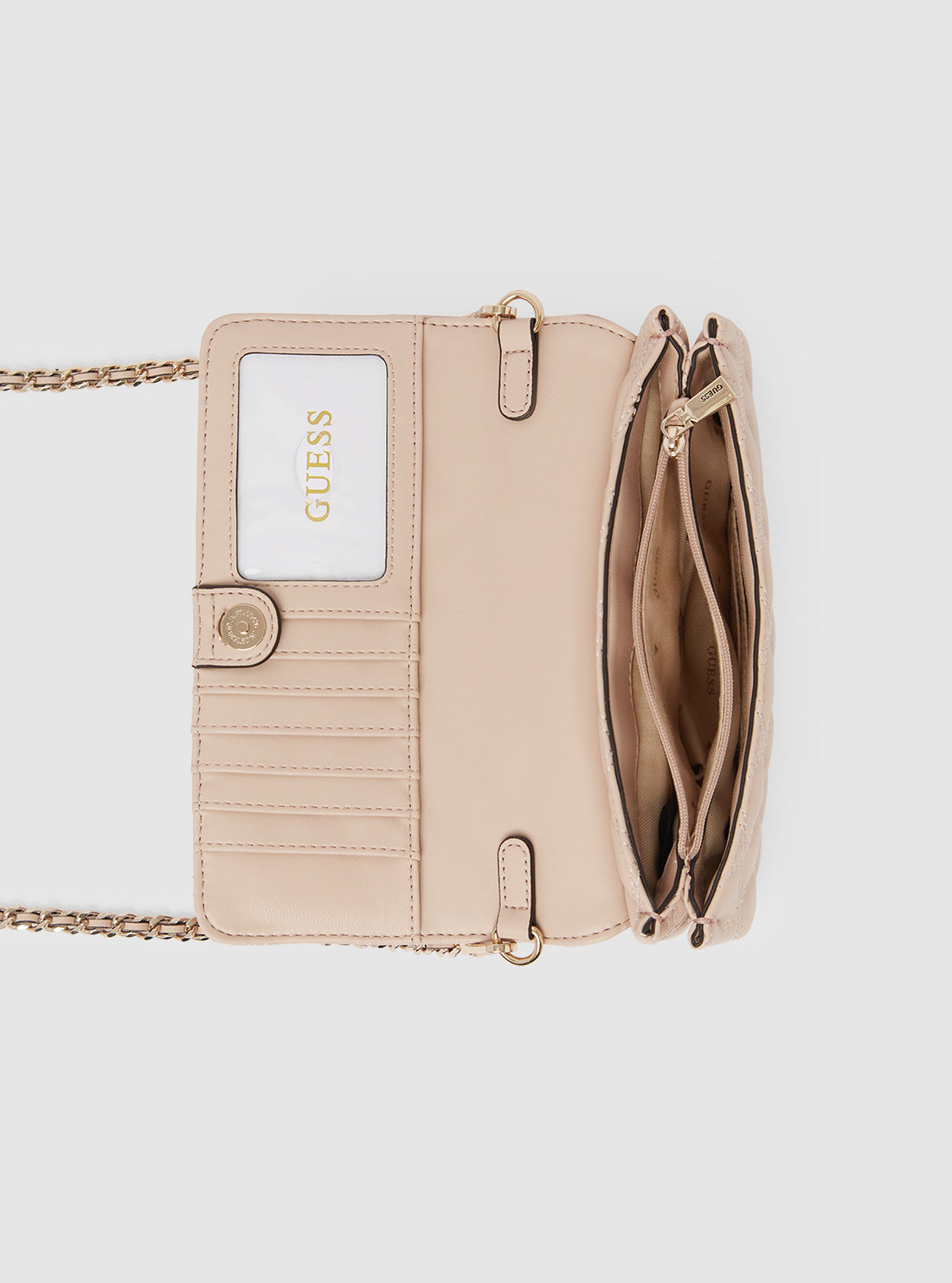GUESS Womes Beige Giully Crossbody Organiser Bag QG874875 Inside View