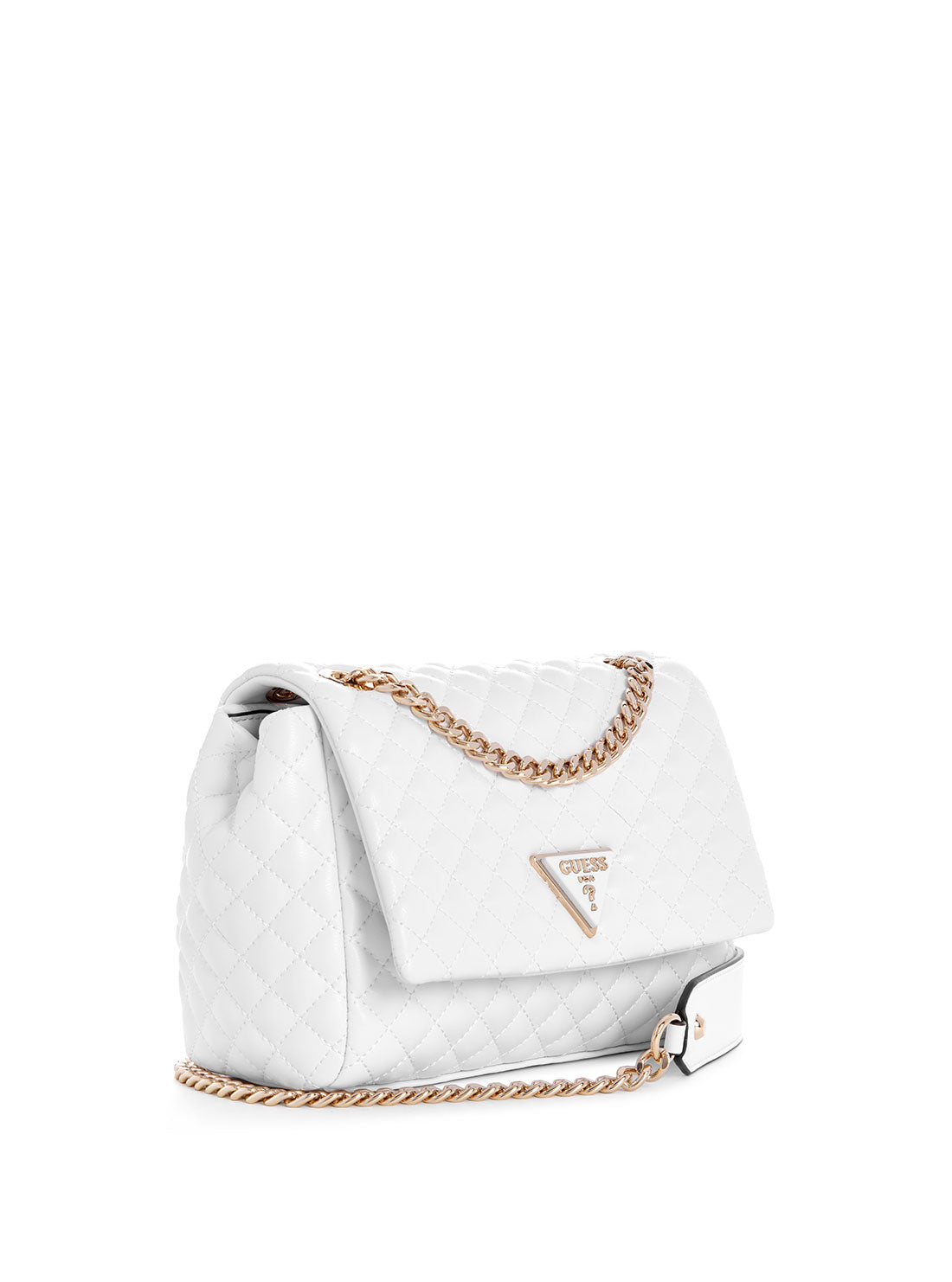 GUESS White Rianee Crossbody Flap Bag side view