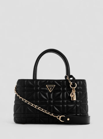 GUESS Womens Black Edita Elite Satchel Bag QG962506 Front View