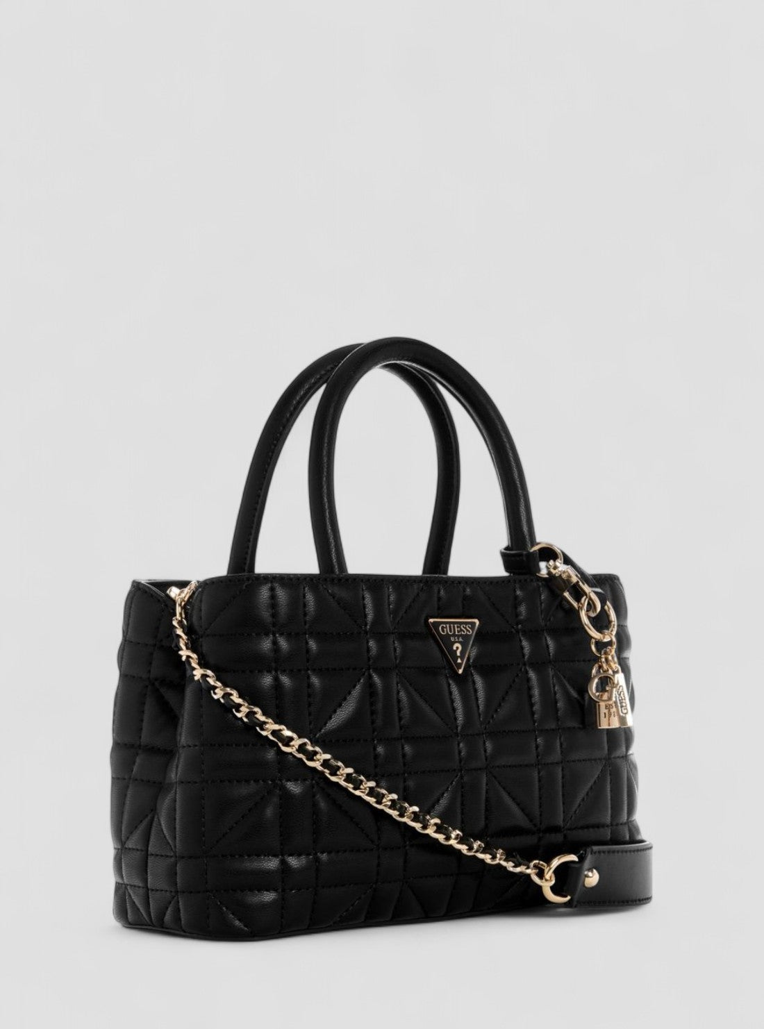 GUESS Womens Black Edita Elite Satchel Bag QG962506 Front Side View