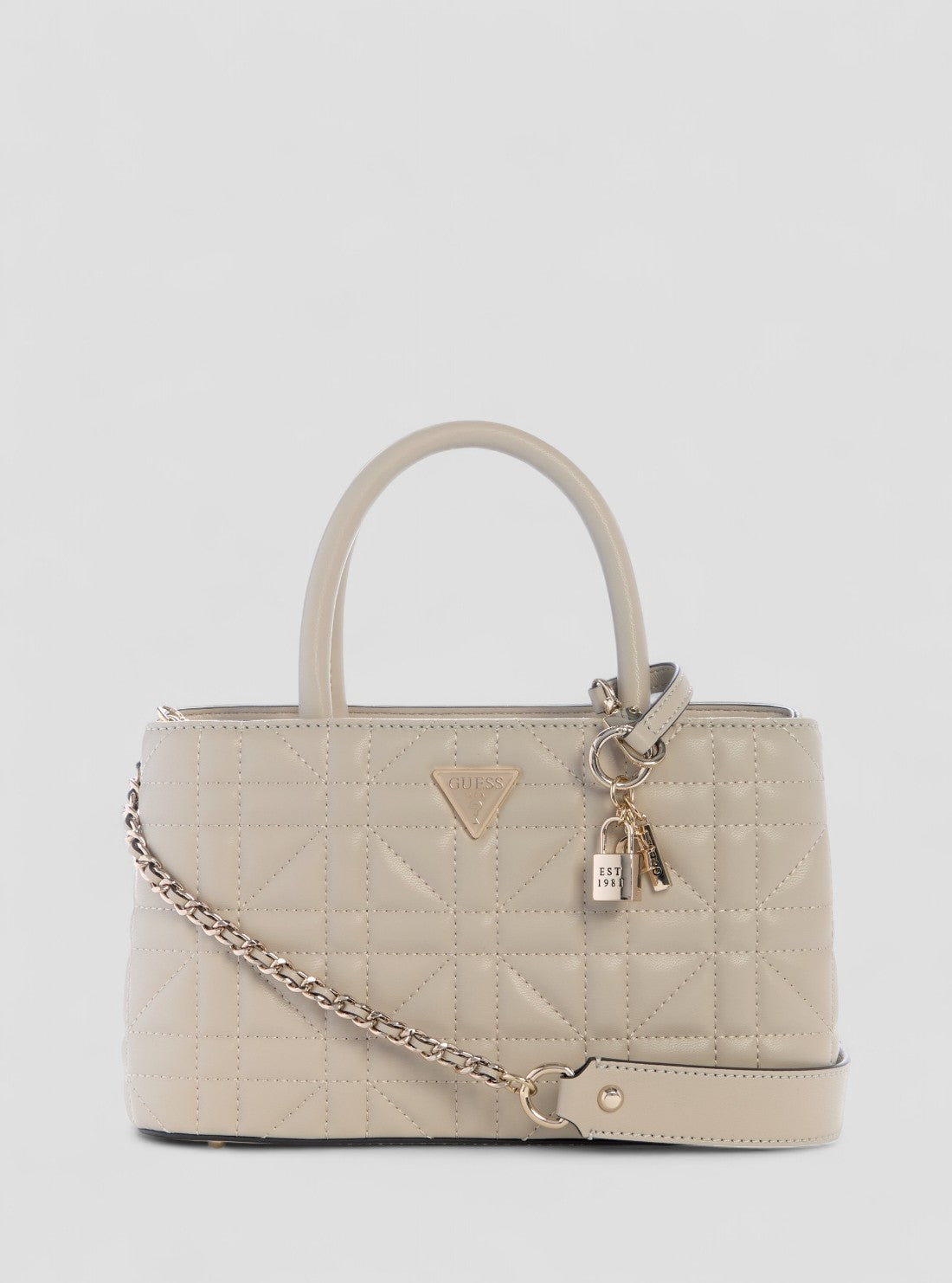 GUESS Womens Beige Edita Elite Satchel Bag QG962506 Front View