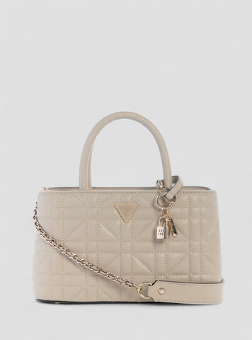 GUESS Womens Beige Edita Elite Satchel Bag QG962506 Front View