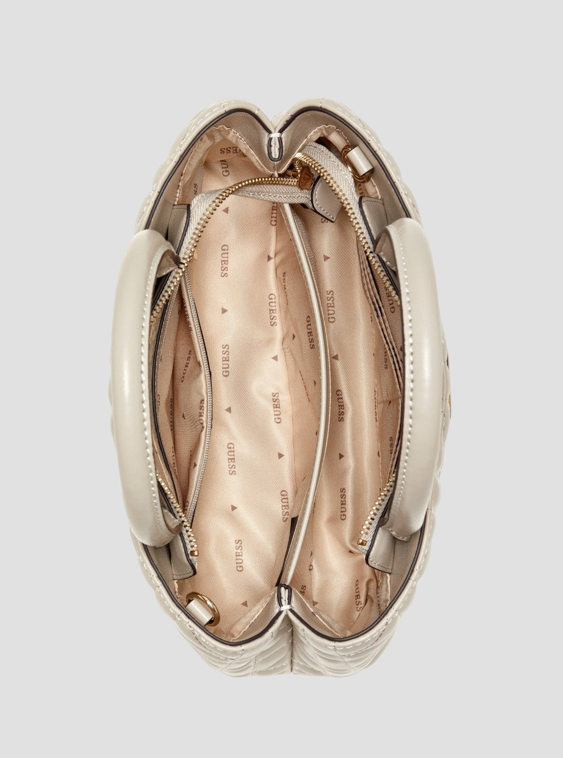 GUESS Womens Beige Edita Elite Satchel Bag QG962506 Inside View